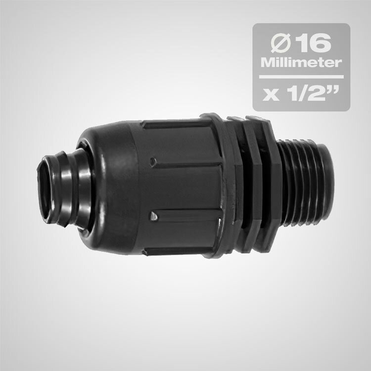 Male threaded adaptor 16 x 1/2" – Growmart
